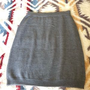 Merino Wool High-Rise Wool Sweater Skirt,Pull on Knit Skirt, Gray NWOT
